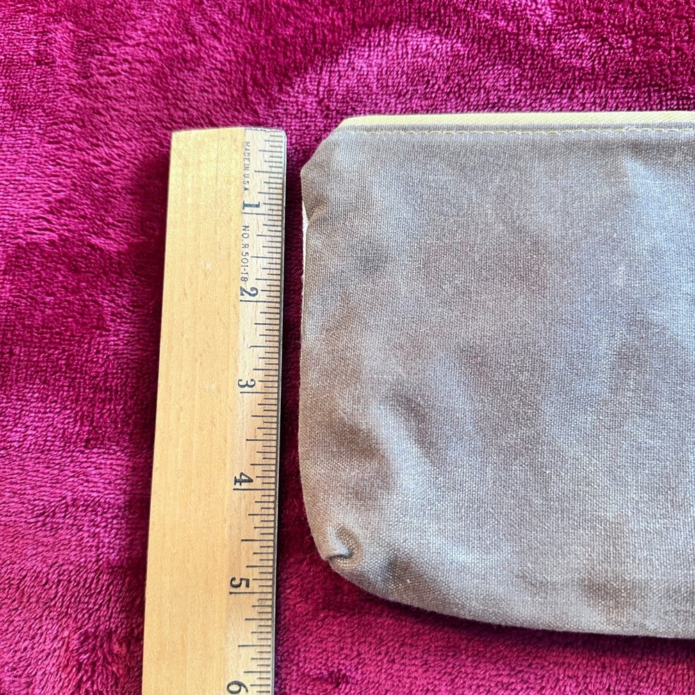 RE Canvas Mountain Print Wristlet Pouch Brown Tan Zippered Clutch Bag - Picture 5 of 7